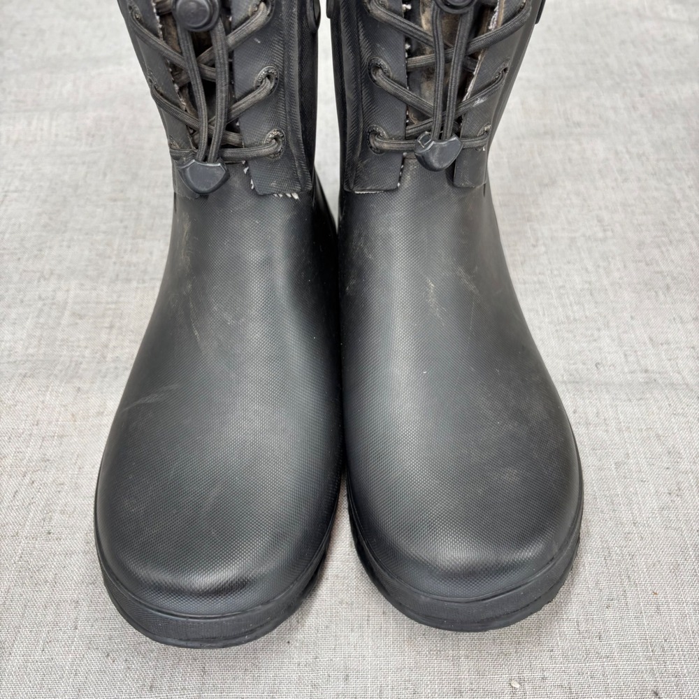 Bogs Amanda Plush II Black Rubber Waterproof Lined Rain Boots Pull On Big Kids 7 - Picture 5 of 11